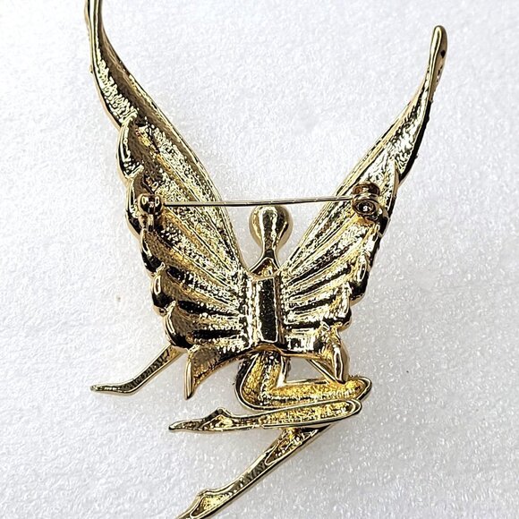 Gold Tone Angel Brooch Statement Brooch - Picture 5 of 14